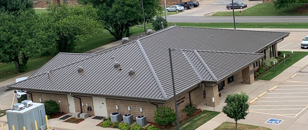 Standing seam retrofit roof installed by Brose Construction.