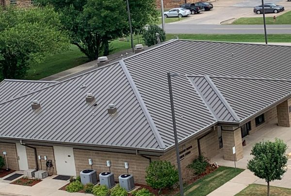 Standing seam retrofit roof installed by Brose Construction.