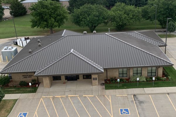 Standing seam retrofit roof installed by Brose Construction.