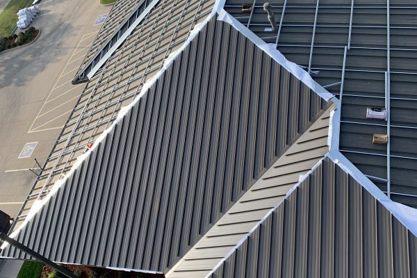 Standing seam retrofit roof installed by Brose Construction.